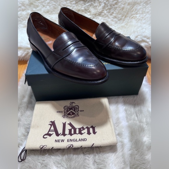 Alden Other - Alden Men’s Dark Brown Leather Full Strap Slip-On Loafers Size 10.5C